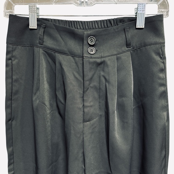 Halara High Waist Black Wide Leg Pleated Trousers Chic Elegance Stretch M - Picture 6 of 7